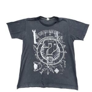 Gray Graphic Print T Shirt Short‎ Sleeve Mens XL Question Mark Pizza Binary